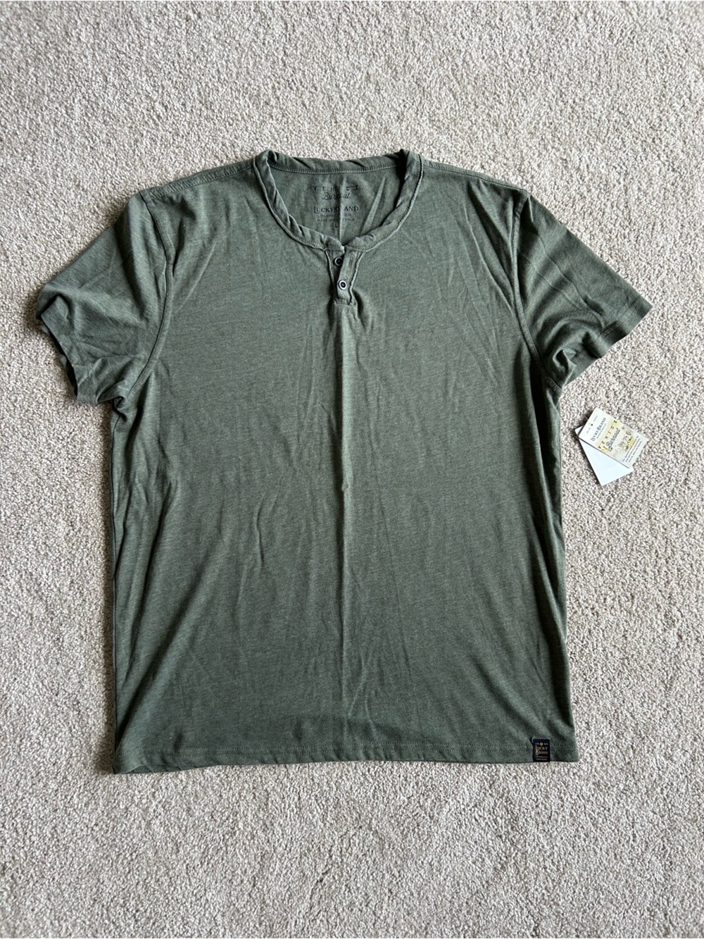 Lucky Brand Olive Green Burnout Tee